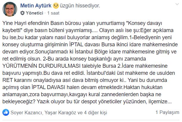 Metin AYTÜRK konsey haberi yorumu