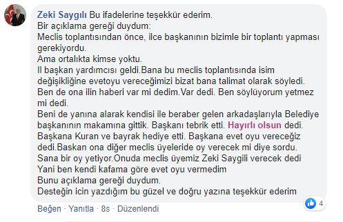ZEKİ SAYGILI NEDEN EVET OYU VERDİĞİNİ SOSYAL MEDYA'DAN AÇIKLADI